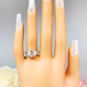 Pear Cubic Zirconia East West Horizontal Side Set Engagement Ring