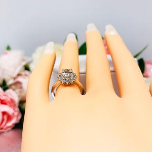Round CZ Halo Sterling Silver Engagement Ring