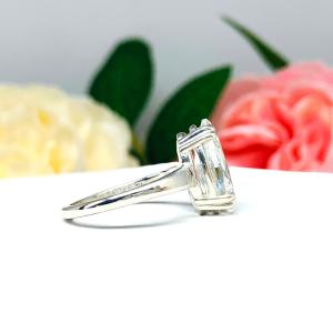Marquise CZ Engagement Ring Sterling Silver Double Prongs