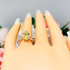 Marquise Canary Yellow CZ Engagement Ring Double Prong Sterling Silver