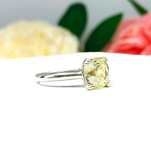 Yellow Old Mine Cut 8mm CZ Engagement Ring