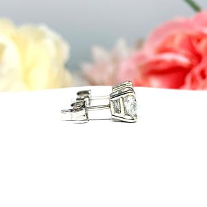 Cushion Moissanite Gold Stud Earrings -  Authentic moissanite - Solid gold settings - FREE 3RD DAY UPS