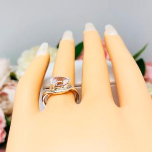 Pear Cubic Zirconia East West Horizontal Side Set Engagement Ring