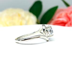 Pear Cubic Zirconia East West Horizontal Side Set Engagement Ring