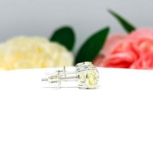 Light Yellow Old European Cut CZ Basket Stud Earrings
