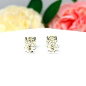 Light Yellow Old European Cut CZ Basket Stud Earrings