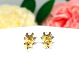 Round Brilliant Lab White Sapphire Six Prong Stud Earrings