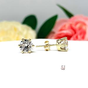 Round Brilliant Lab White Sapphire Six Prong Stud Earrings