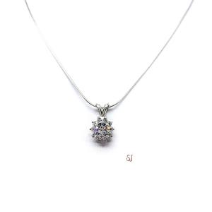 Round CZ Halo Pendant Sterling Silver Necklace Cubic Zirconia Accents