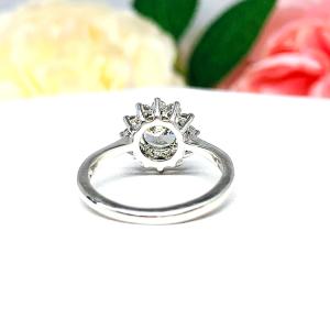 Round CZ Halo Sterling Silver Engagement Ring