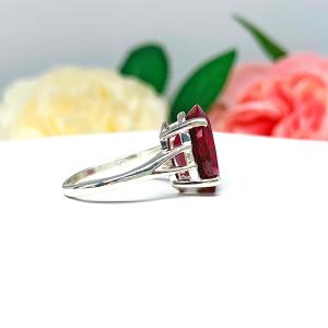 Lab Created Ruby Oval Sterling Silver Ring