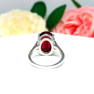 Lab Created Ruby Oval Sterling Silver Ring