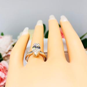 Marquise CZ Engagement Ring Sterling Silver Double Prongs