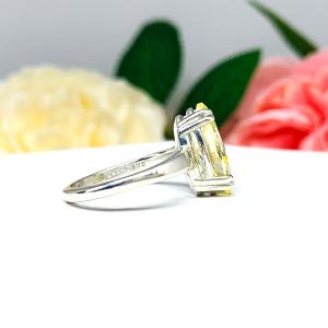 Marquise Canary Yellow CZ Engagement Ring Double Prong Sterling Silver