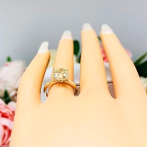 Yellow Old Mine Cut 8mm CZ Engagement Ring
