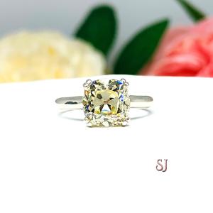 Yellow Old Mine Cut 8mm CZ Engagement Ring