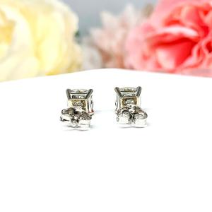 Cushion Moissanite Gold Stud Earrings -  Authentic moissanite - Solid gold settings - FREE 3RD DAY UPS