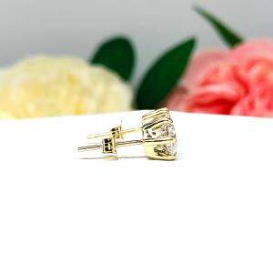 Round Brilliant Lab White Sapphire Six Prong Stud Earrings