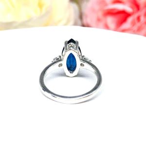 Lab Blue Sapphire Marquise Round CZ Ring