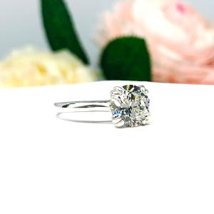 Round 8mm CZ Split Prong Engagement Ring Near Colorless CZ