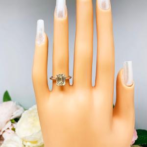 Light Yellow Emerald Cut CZ Engagement Ring Size 5