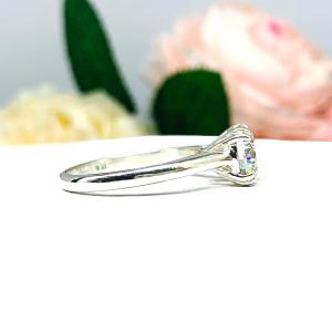 Round 8mm CZ Split Prong Engagement Ring Near Colorless CZ
