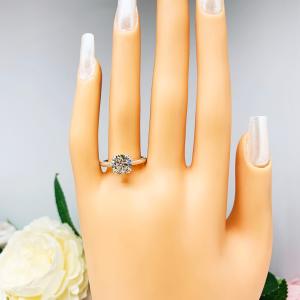 Round 8mm CZ Split Prong Engagement Ring Near Colorless CZ