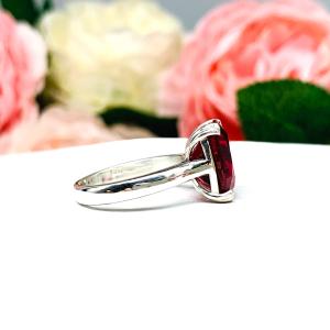 Lab Created Ruby Elongated Cushion Ring 12x10mm Wide Band Low Profile