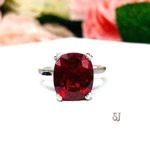 Lab Created Ruby Elongated Cushion Ring 12x10mm Wide Band Low Profile