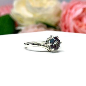 Round Lab Created Alexandrite 6 Prong Ring