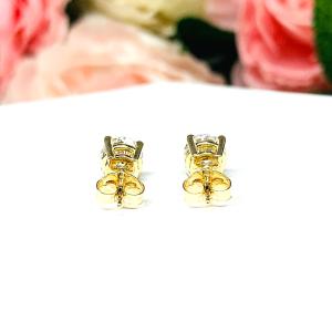 Round Moissanite 14k Gold Stud Earrings - Authentic moissanites - Heavy gold settings - FREE 3RD DAY UPS