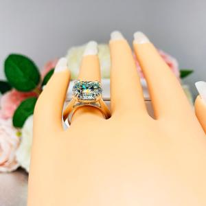 Steel Blue Moissanite Engagement Ring Size 6 - 12mm (6 Cts) authentic round moissanite - Sterling silver knife edge setting