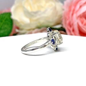 Round CZ Old European Cut Lab Blue Sapphire Engagement Ring Art Deco Antique Inspired