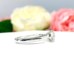 Round CZ Claw Prong Engagement Ring Near Colorless or White CZ