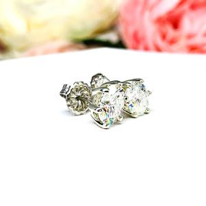 Oval Moissanite Stud Earrings - 10k Gold Six Prong settings - Authentic moissanites - FREE 3RD DAY UPS