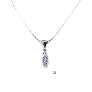 Marquise CZ Pendant Sterling Silver Necklace Single Bail Dangle Cubic Zirconia