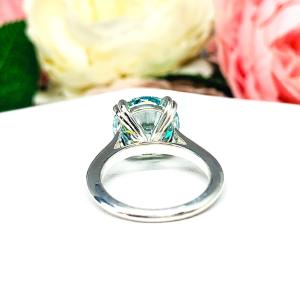 Steel Blue Moissanite Engagement Ring Size 6 - 12mm (6 Cts) authentic round moissanite - Sterling silver knife edge setting