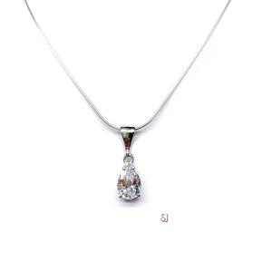 Pear CZ Pendant Sterling Silver Necklace Single Bail Dangle Colorless Cubic Zirconia