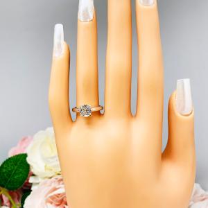 Round CZ Claw Prong Engagement Ring Near Colorless or White CZ