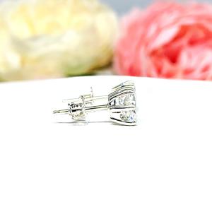 Oval Cubic Zirconia Sterling Silver 6 Prong Stud Earrings