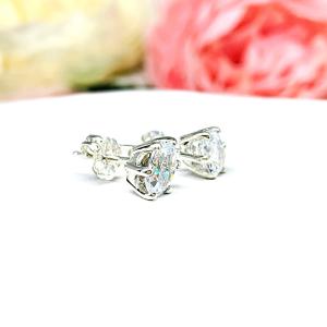Oval Cubic Zirconia Sterling Silver 6 Prong Stud Earrings