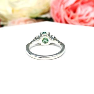 Sea foam Green Moissanite 3 Stone Ring - Round authentic moissanites - Sterling silver milgrain twist setting