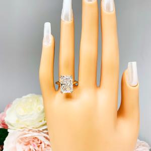 Radiant Cubic Zirconia 14x10mm Split Prong Engagement Ring
