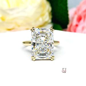 Radiant Cubic Zirconia 14x10mm Split Prong Engagement Ring