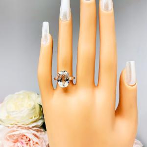 Natural White Topaz Oval Solitaire Ring - Sterling silver statement setting