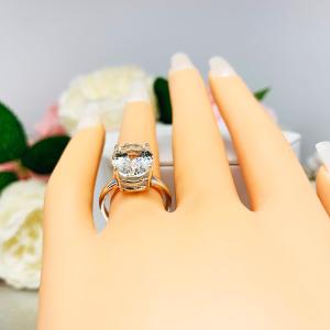 Natural White Topaz Oval Solitaire Ring - Sterling silver statement setting