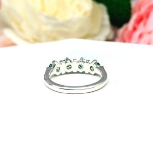 Round Sea foam Green Moissanite 4 Stone Ring - Authentic moissanites - Sterling silver setting