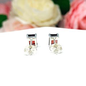 Natural Mozambique Garnet Emerald Cut Stud Earrings
