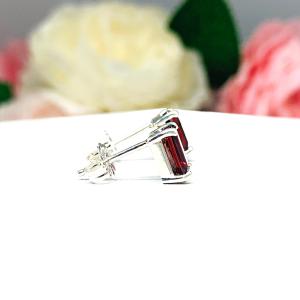 Natural Mozambique Garnet Emerald Cut Stud Earrings