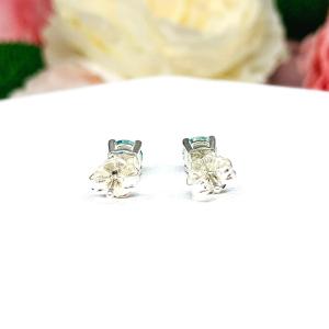 Round Blue Moissanite Stud Earrings - Authentic moissanites - Sterling silver or gold settings